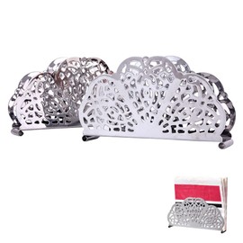 Pack of 2 Stainless Steel Napkin Holders, Table Napkin Holder, Stainless Steel Napkin Dispenser, Durable for Kitchen Countertops, Dining Table, Party Decoration (14 x 7.6 x 3.2 cm, Silver)