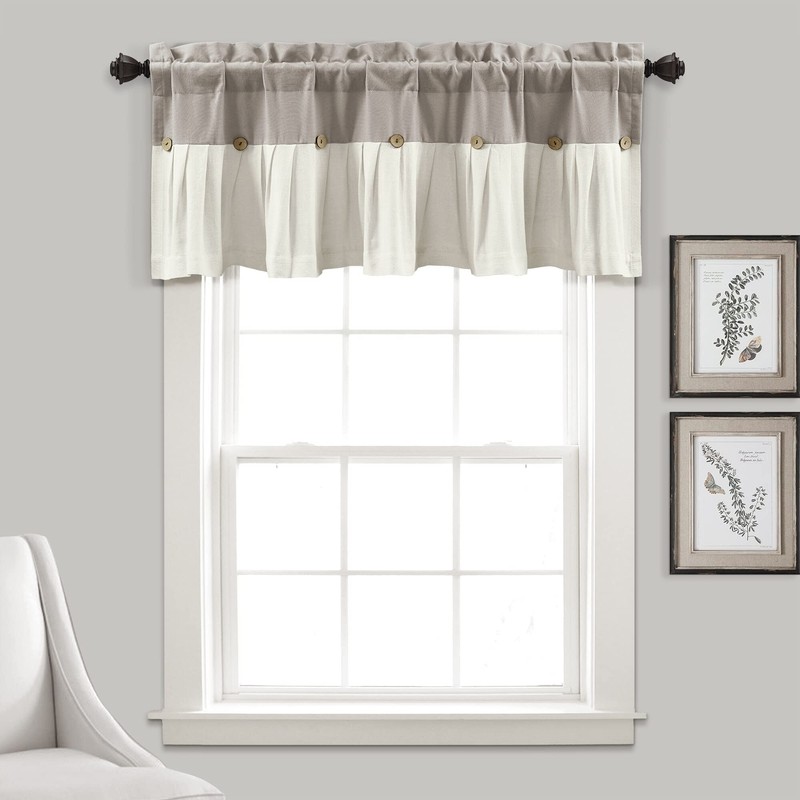 Lush Decor Linen Button Farmhouse Valance, 52" W x 18"