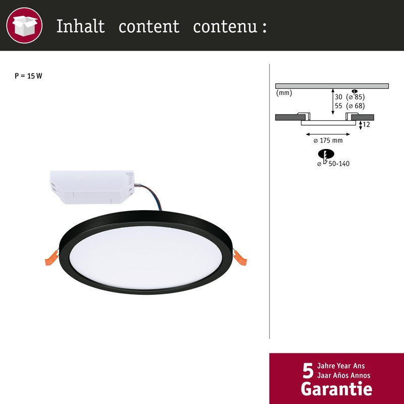 Paulmann Areo 79961 LED Panel Recessed Panel IP44 175 mm
