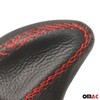 OMAC Black PU Leather Red Stiching Chrome Auto Car Gear