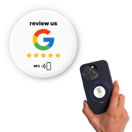 1 x "Review us" on Google NFC Sticker - 3 cm Diameter - Get More Reviews Instantly with One Tap - Reusable & Reprogrammable - Ideal for Small Business & Customer Touchpoints