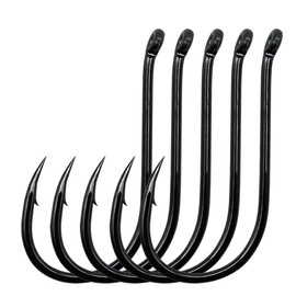 9KM DWLIFE 100pcs Black Chinu Hooks with Tube Worm Soft Bait Hooks High Carbon Steel Octopus Beak Hook Carp Fishing Jigging Hook with Barb Chinu Hook 7#