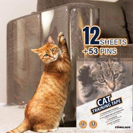 Anti Cat Scratch Furniture Protector-12 Pack Single Side Couch Protector for Cats, Self-Adhesive Cat Tape for Furniture, Clear Cat Scratch Deterrent for Furniture Door Walls