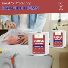 Cheff Royale Bubble wrap 300mm x 10m 2 Rolls of Premium quality small Air bubbles Packaging box for shipping and moving, home strong affordable Bubble wrap (2 Rolls)