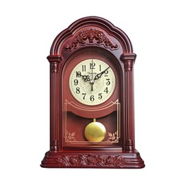 Beesealy Table Clock Vintage, Mantel Clock Silent Decorative,Fireplace Mantle Clock, Battery Operated Desk Clock for Living Room Decor Office Shelf Decoration…