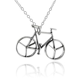 FashionJunkie4Life Sterling Silver Bicycle Bike Pendant Necklace, 18" Chain