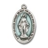 Bliss Sterling Silver Miraculous Medal Catholic Pendant Necklace 24" Chain