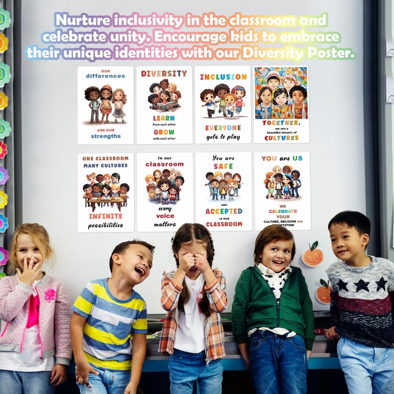 bqw Diversity Posters for Classroom Decor - 11x17 Inch Inclusion