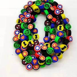 300pcs Polymer Clay Superhero Beads Color Mixed Cute Kawaii Charm Beads for Jewelry Crafts Gift DIY Kit Supply