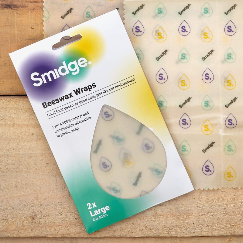 Smidge Beeswax Wrap Kitchen Set of 3, Reuseable & Compostable,