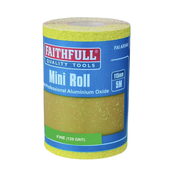 Faithfull FAIAR5120Y 5M Fine (120 Grit) Sandpaper Roll Yellow (Std)