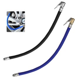 TESSTSY Tyre Inflator Hose, Pack of 2 Tyre Inflator Hose, Replacement Hose for Air Pump, Tyre Inflator Valve Extension, for All Tyres with Standard Valves (15.8 in Blue + 14.3 in Black)