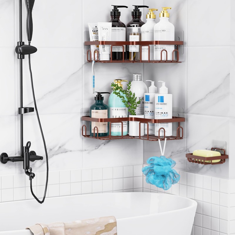 Moforoco Adhesive Corner Shower Caddy, 3 Pack Shower Organizer Shelf
