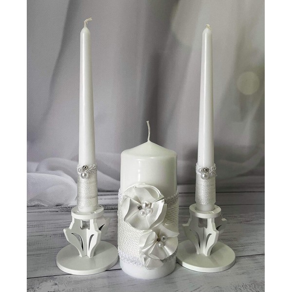 Magik Life Unity Candle Set for Wedding - Wedding Accessories for Reception and Ceremony - Candle Sets – Unity Candle 6 Inch Pillar and 2 * 10 Inch Tapers- Bachelorette and Engagement Party