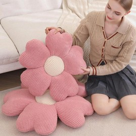RANJIMA Flower Floor Cushion, Flower Floor Cushion Tatami Flower-Shaped Plush Decor Flower Floor Cushion Seat Cushion for Sofa Bed Chair Decoration Gifts for Girls and Women, 40 cm, Pink