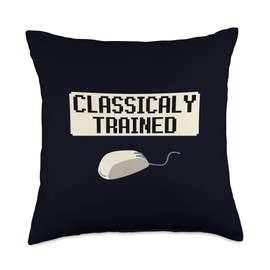 PC Gamer Humor, Old School Mouse, and Keyboard Gaming Fun Throw Pillow