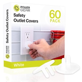 Power Gear - Fundas de enchufe a prueba de bebés para enchufes eléctricos, fundas de enchufe de fácil instalación, con certificación UL para prevención de golpes, color blanco 69312, 60 unidades