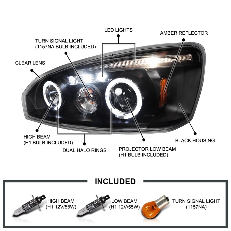 Spec-D Tuning Black LED Projector Headlights Compatible with 2004-2007 Chevy