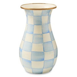 MACKENZIE-CHILDS Florero esmaltado, decoración única para sala de estar, alto, azul claro y blanco cielo