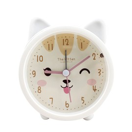 Meyaus 3 in Cartoon White Kitten Silicone Alarm Clock Silent Non Ticking Night Light Clock