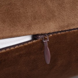 Mixhug Set of 2 Cozy Velvet Square Decorative Throw Pillow Covers for Couch and Bed, Brown, 18 x 18 Inches