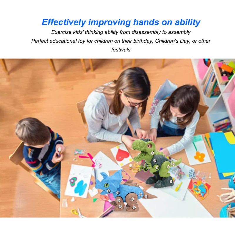 2 Sets Dinosaur Assemble Toy Develop Hand On Ability Educational