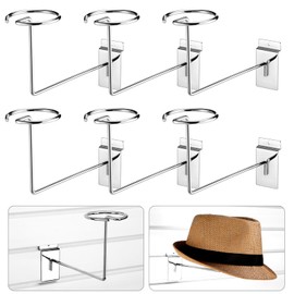 Kigley 6 Pcs Hat Display Wall Mount, Metal Hat Helmet Rack Retail Store Display Shelves Organizer, Slat Wall Accessories for Home Retail Shop Racks Craft Show Garage (Black)