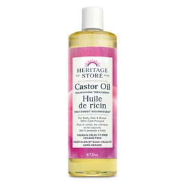 Heritage Store – Castor Oil (473mL / 16 oz)| 100% Cold Pressed | Deep Hydration, for Skin, Hair, Lashes, and Brows | Natural Nourishing Treatment | Vegan | Cruelty Free