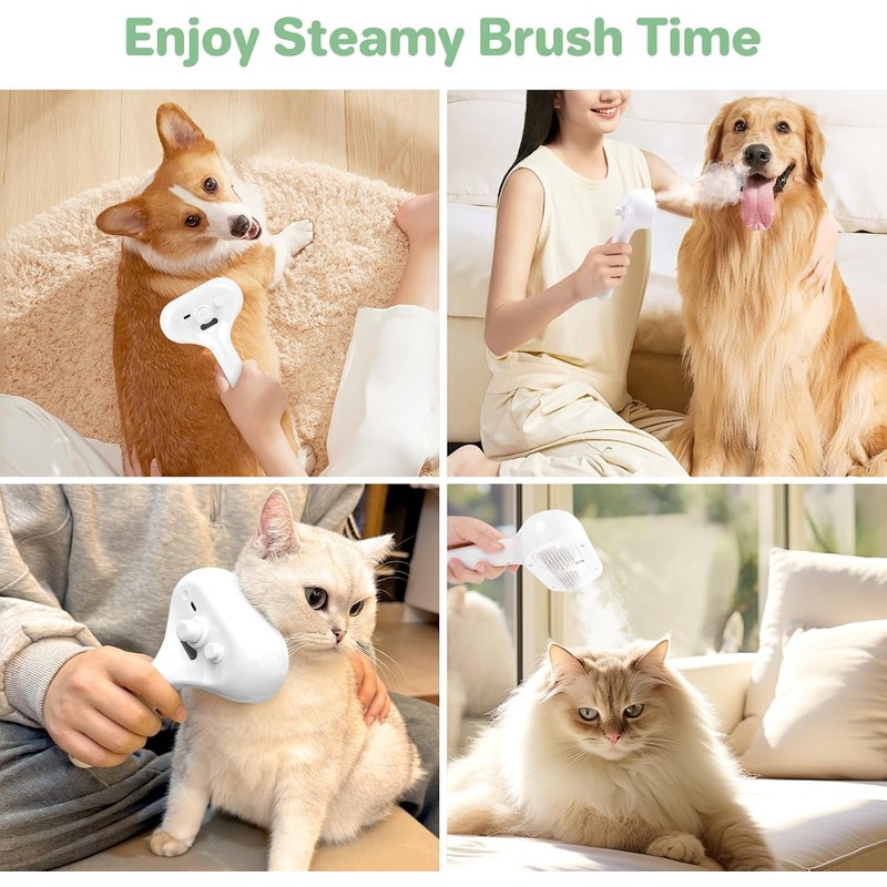 Brush for Cats & Dogs – 4-in-1 Self-Cleaning Pet Brush,