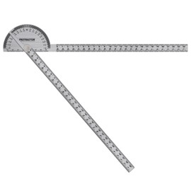 Smgda Protractor, 3.9 inches (10 cm) / 11.8 inches (10 cm) / 180 degrees, 2 Pole Angle Ruler, Angle Measuring Instruments, Stainless Steel, Furniture Assembly, Wood Angle, Measuring Construction