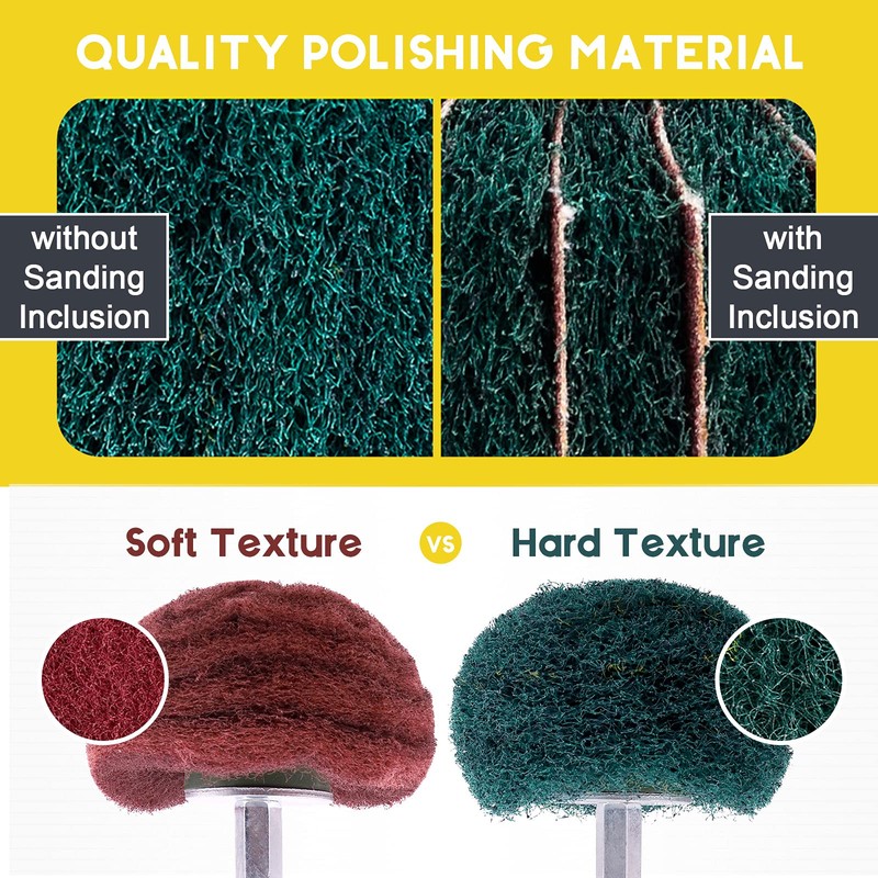 Mardatt 10Pcs Non Woven Abrasive Buffing Pads Wheels Drill Attachment