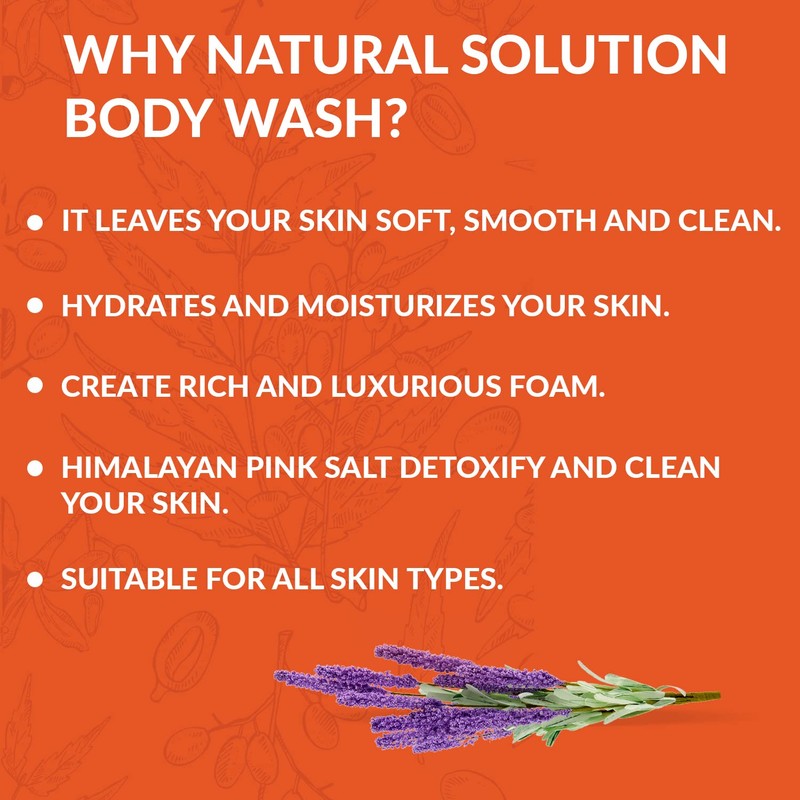 NATURAL SOLUTION Pink Salt Body Wash, Relax & Purifying Body