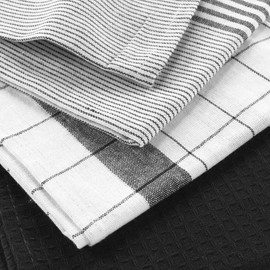 Douceur d'Intérieur, Vibrato Set of 3 Black Woven Tea Towels 50 x 70 cm