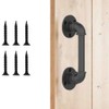 CCJH 24cm Sliding Barn Door Handle, Pull Black Heavy Duty