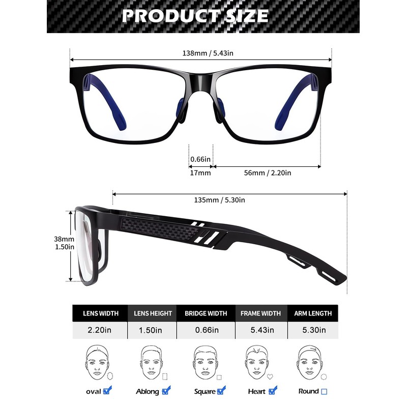 ANYLUV Reading Glasses Men Women Blue Light Blocking, Premium Mens