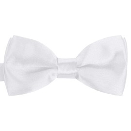 BomGuard Children's Boy's Bow Tie - Baby Child Bow Adjustable Length Shiny Silk Effect, White