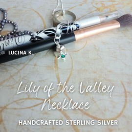 May Lily of the Valley Flower Necklace w/Birthstone Emerald Green Colored Crystal - Handcrafted Sterling Silver Made in USA (18 inch chain length)