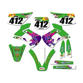 2001-2013 KX 85 Throwback Green Senge Graphics Complete Kit with Rider I.D. Compatible with Kawasaki