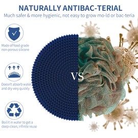 Silicone Body Scrubber, BEAUTAIL Shower Bath Scrubber, More Hygienic Than Traditional Loofah, Lather Nicely, Long Lasting, Gentle Exfoliating Brush for Women Men Baby Sensitive Skin, 1 Pack, Blue