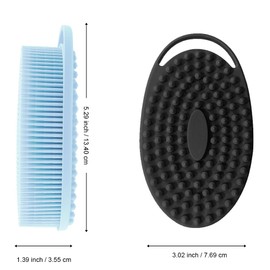 Silicone Body Scrubber, Exfoliating Silicone Loofah, Soft Silicone Body Shower, 2 in 1 Bath and Shampoo Brush, Body Scrubber Shower Cleaning for Sensitive Skin, Lather Well 2 PCS Grey and Pink