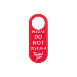 FOCMKEAS Door Hanger Sign Double-sided, Please Do Not Disturb Hanging Sign, PU Leather 8.86 x 3.35inch Door Signs for Office Hotel and Public Place (Red)