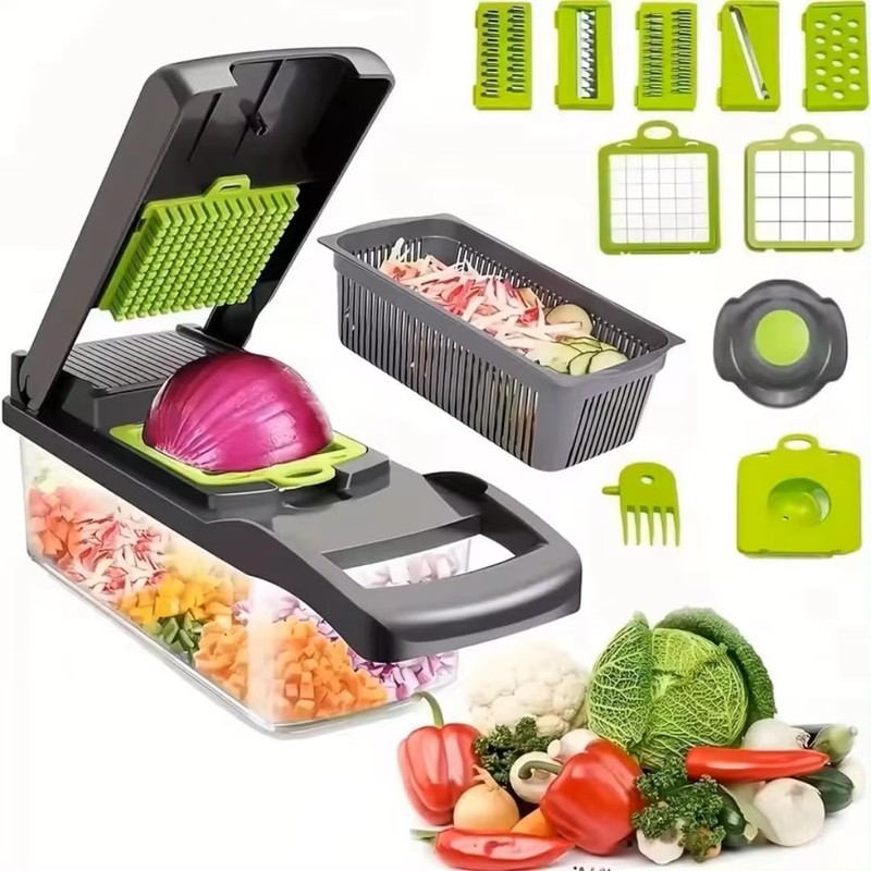 Shab's-Mart Vegetable Chopper & Slicer for Multifunction Heavy Duty 15-in-1