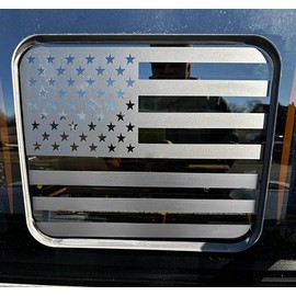 for Ford Ranger 2018-2025 Rear Middle Window American Flag Decal, Matte Black USA Flag Vinyl Sticker for Truck Back Sliding Window, Patriotic Rear Glass Decal Accessories