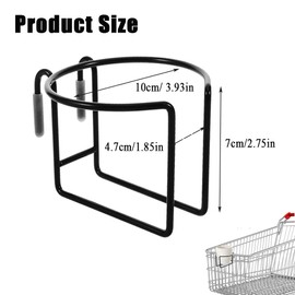 Kettion 1 Pcs Shopping Cart Cup Holder, Reusable Metal Hanging Drink Holder Attachment Portable Universal Tractor Cup Holder for Shopping Cart for Placing Coffee Drink Tapered Cup Water Bottle
