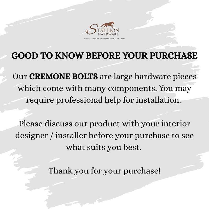 STALLION HARDWARE Durable Iron Lever Style Mini Cremone Bolt 2'