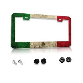 Vintage Mexican Flag License Plate Frame for Women and Men 1 Pcs Personalise Aluminum Car License Plate Cover Mexico License Plate Holder 2 Hole Standard USA Auto Tag Frame