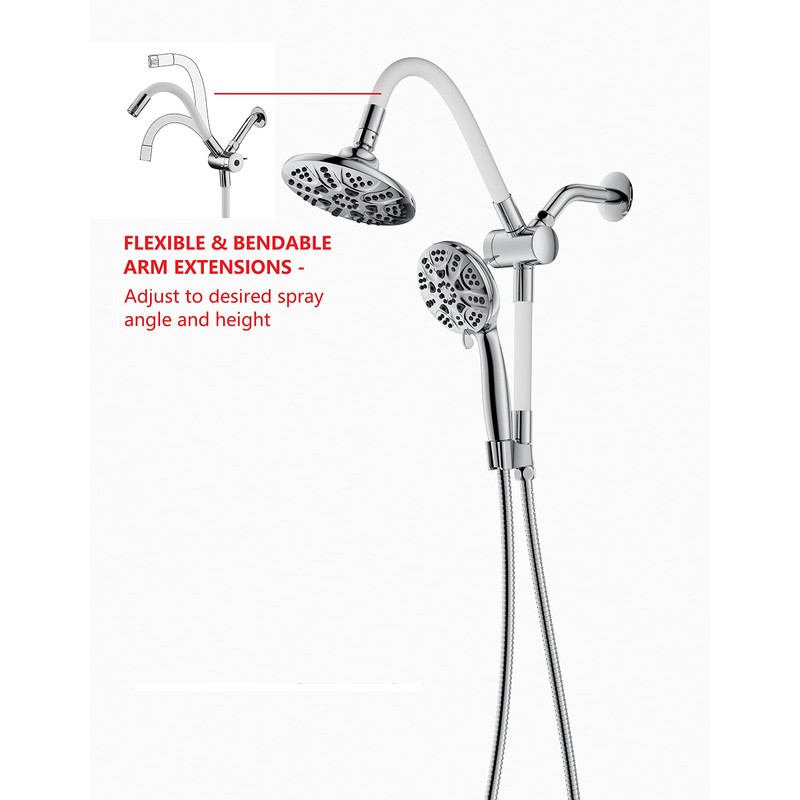Ana Bath NEW Flexible Dual Shower Head with Handheld Combo