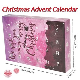Christmas Gemstone Advent Calendar Crystals, Crystals Advent Calendar 2024, Christmas Calendar, 24 Pieces Chakra Stone Set Crystals Healing Stones Set, for Girls Boys (Pink Purple)