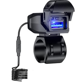 Kaedear KDR-M3 USB Power Supply, Waterproof, For Motorcycles, Smartphone Charging, USB Port, SAE DC, 12 V, Fuse, Power Switch, Illumination