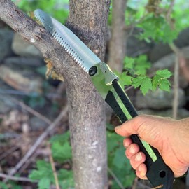 Kings County Tools Large Folding Pruning Saw | Fast Cutting Japanese Style Teeth | 10” Long Blade | 3/16” Tooth Depth | Rubber Handle Grip | All-Steel Body